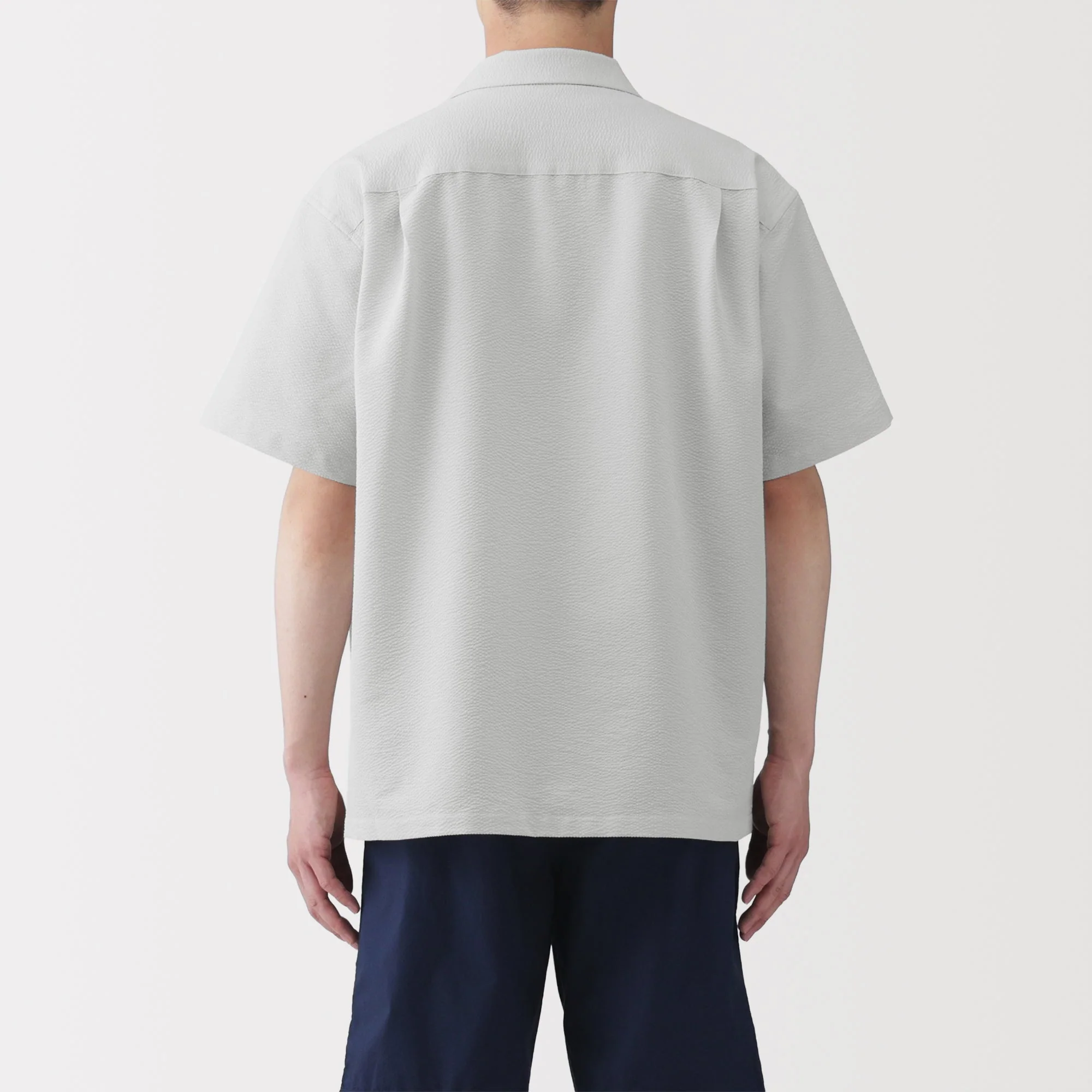 Breathable Seersucker Open Collar Shirt - Image 14
