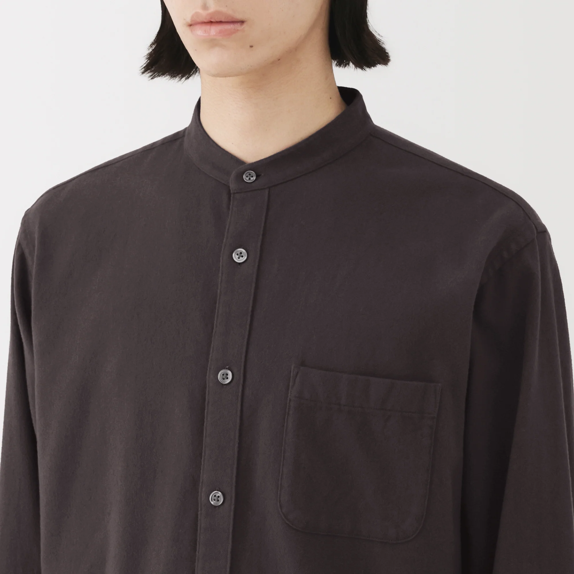 Flannel Stand Collar Shirt - Image 61