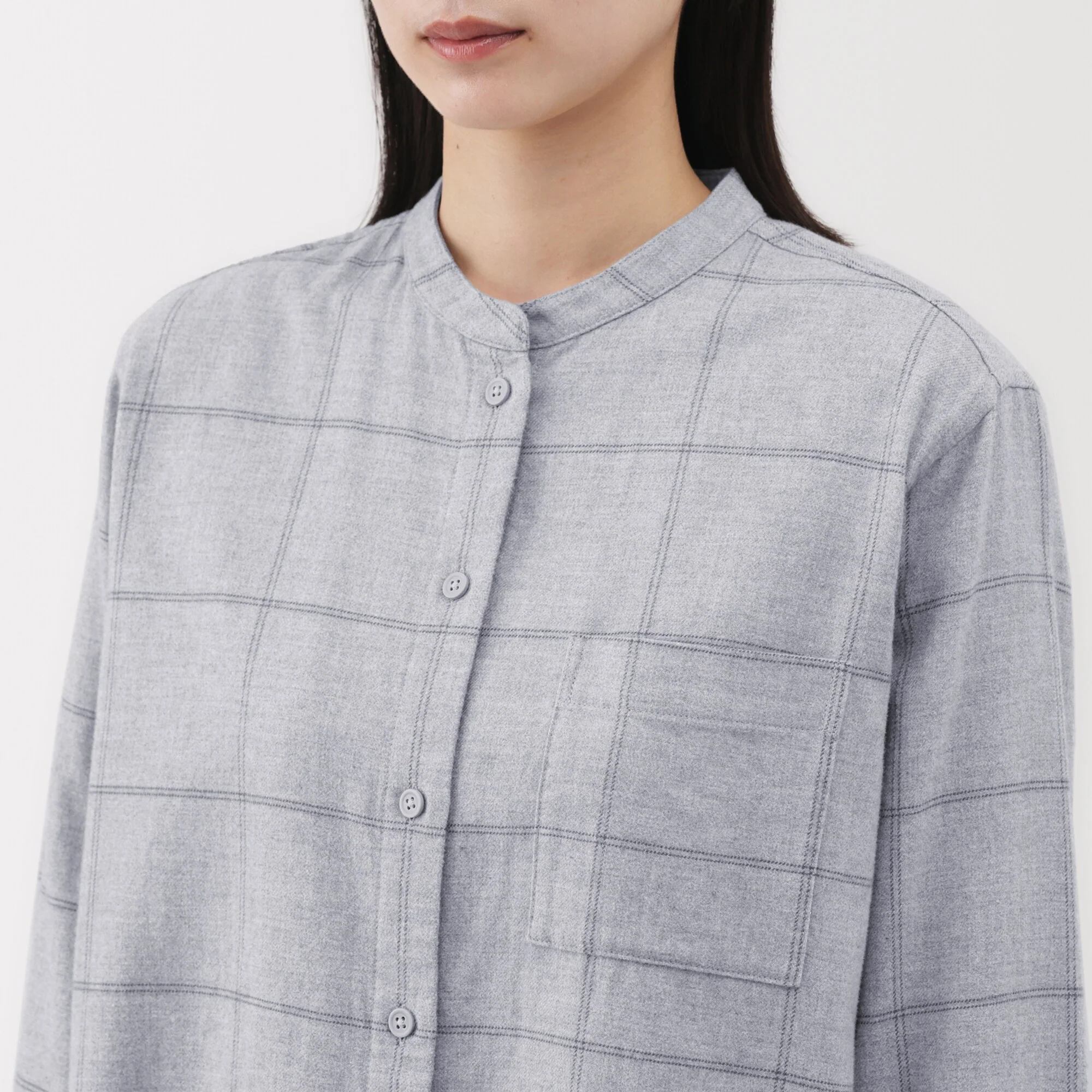 Flannel Stand Collar Shirt - Image 15