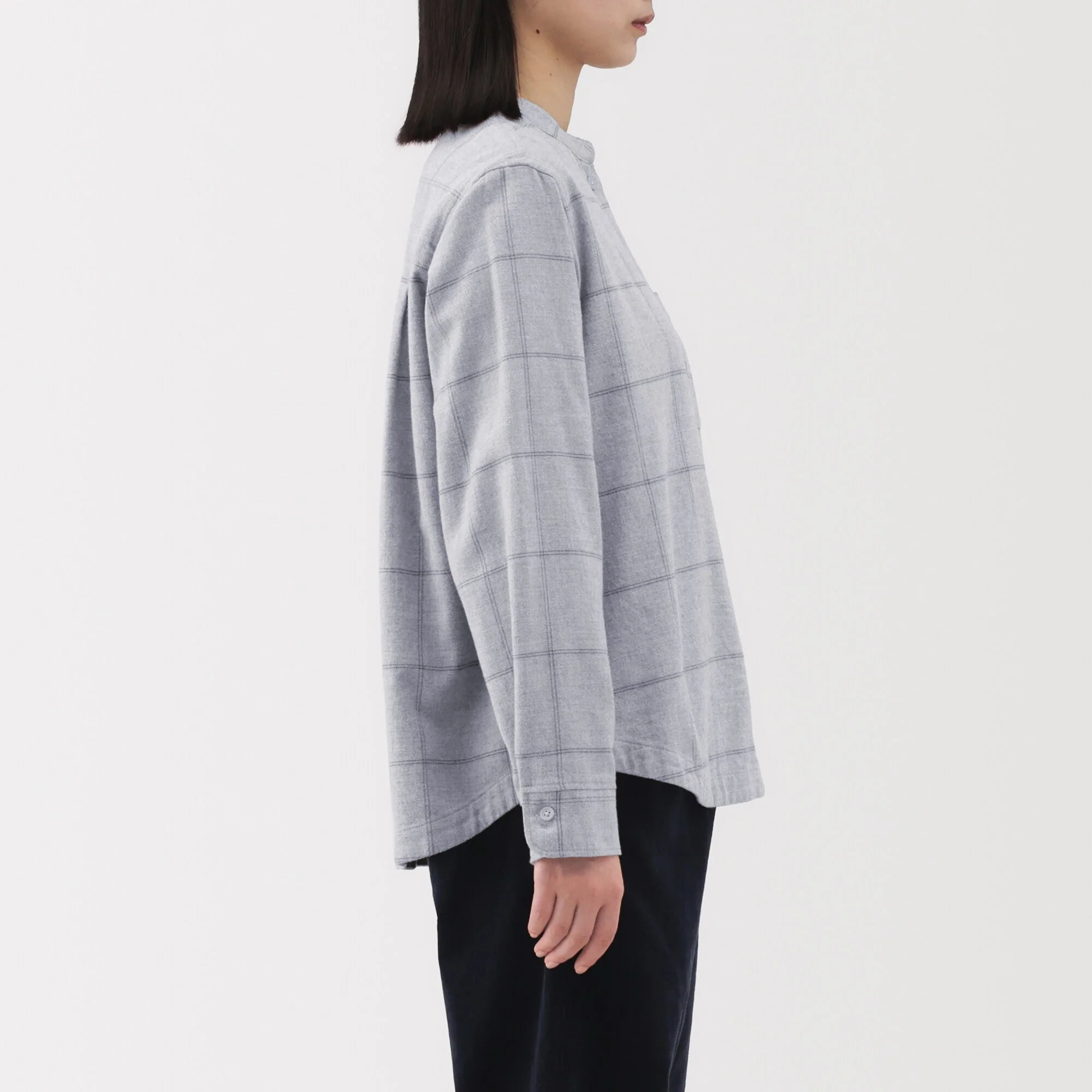 Flannel Stand Collar Shirt - Image 29