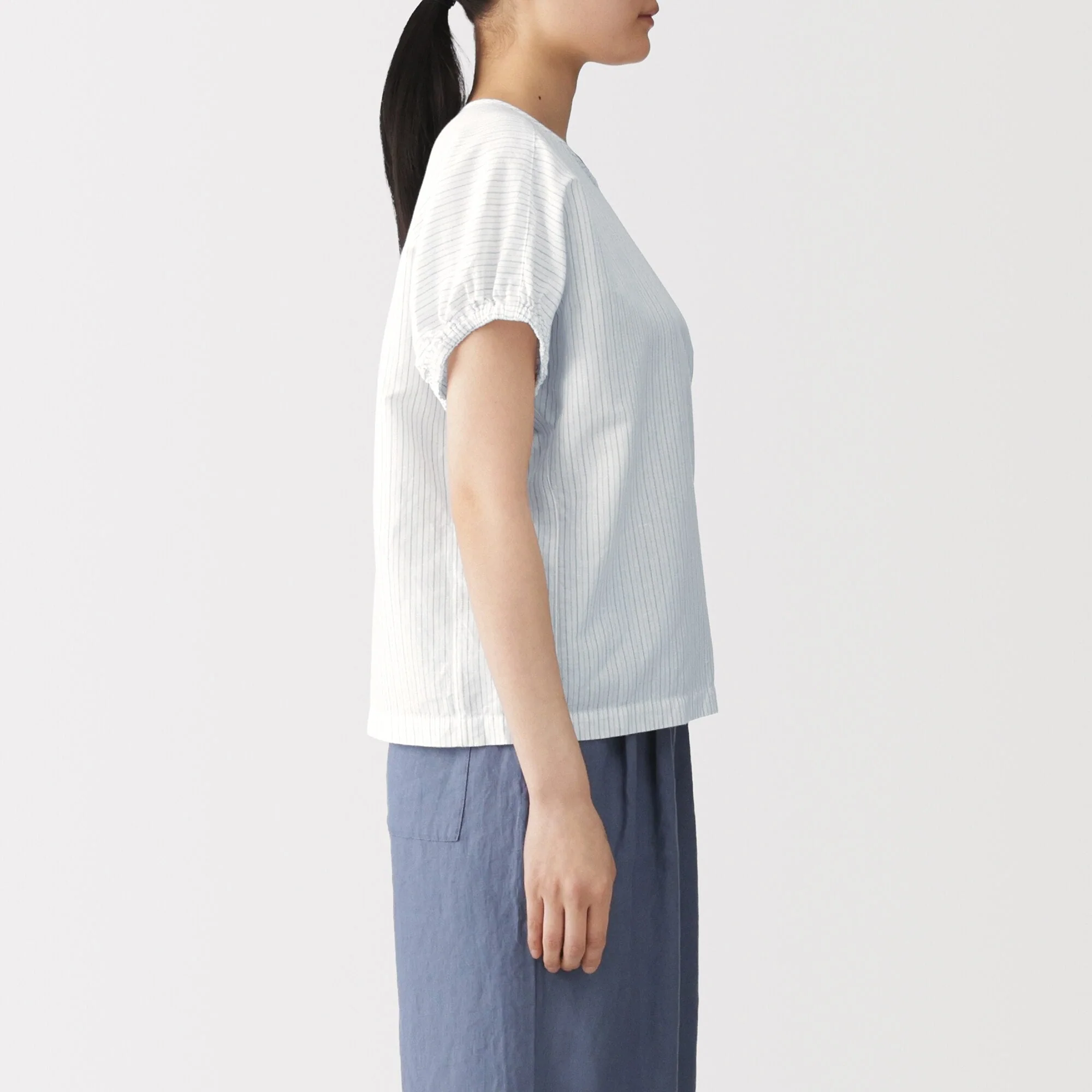 Hemp Cotton Gather Sleeve Blouse - Image 33