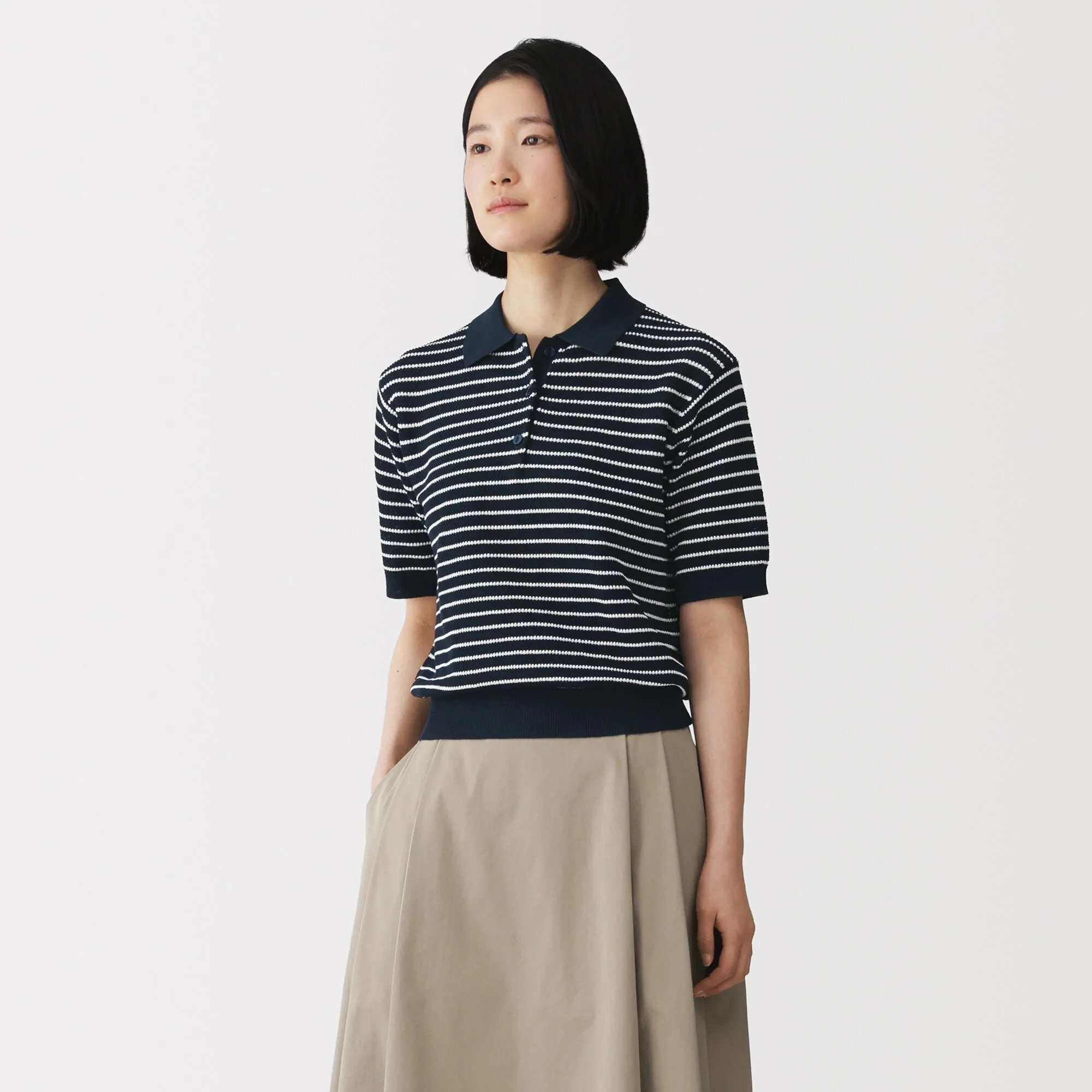 High-Twist Cotton Polo Sweater