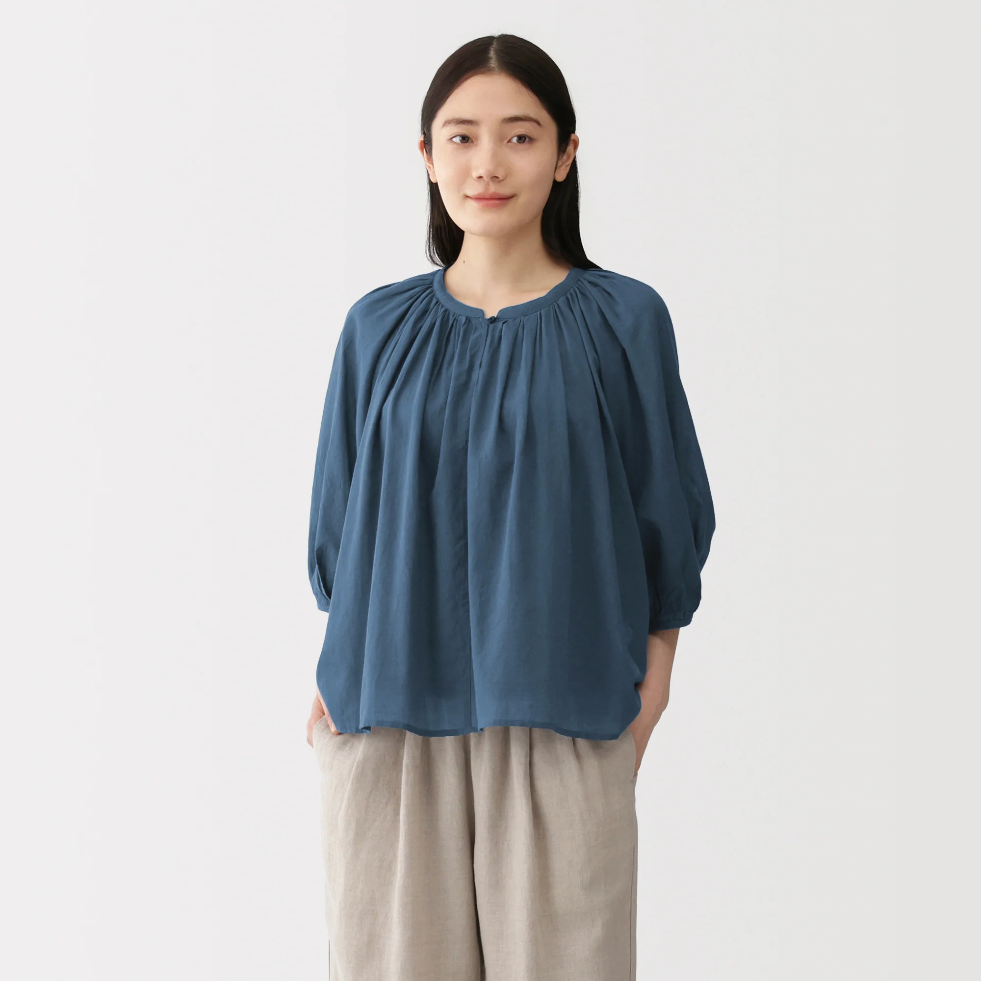 High-Twist Cotton Sheer Blouse