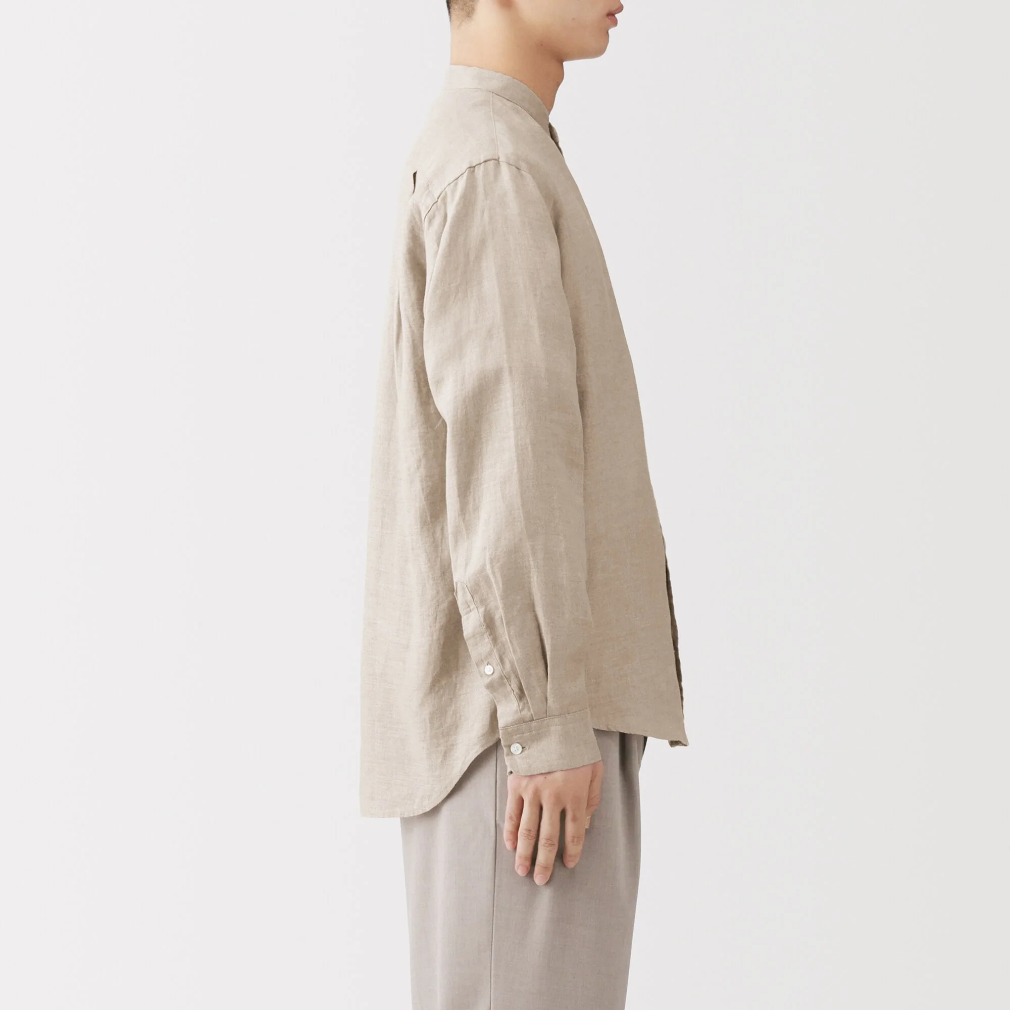 Linen Stand Collar Shirt - Image 23
