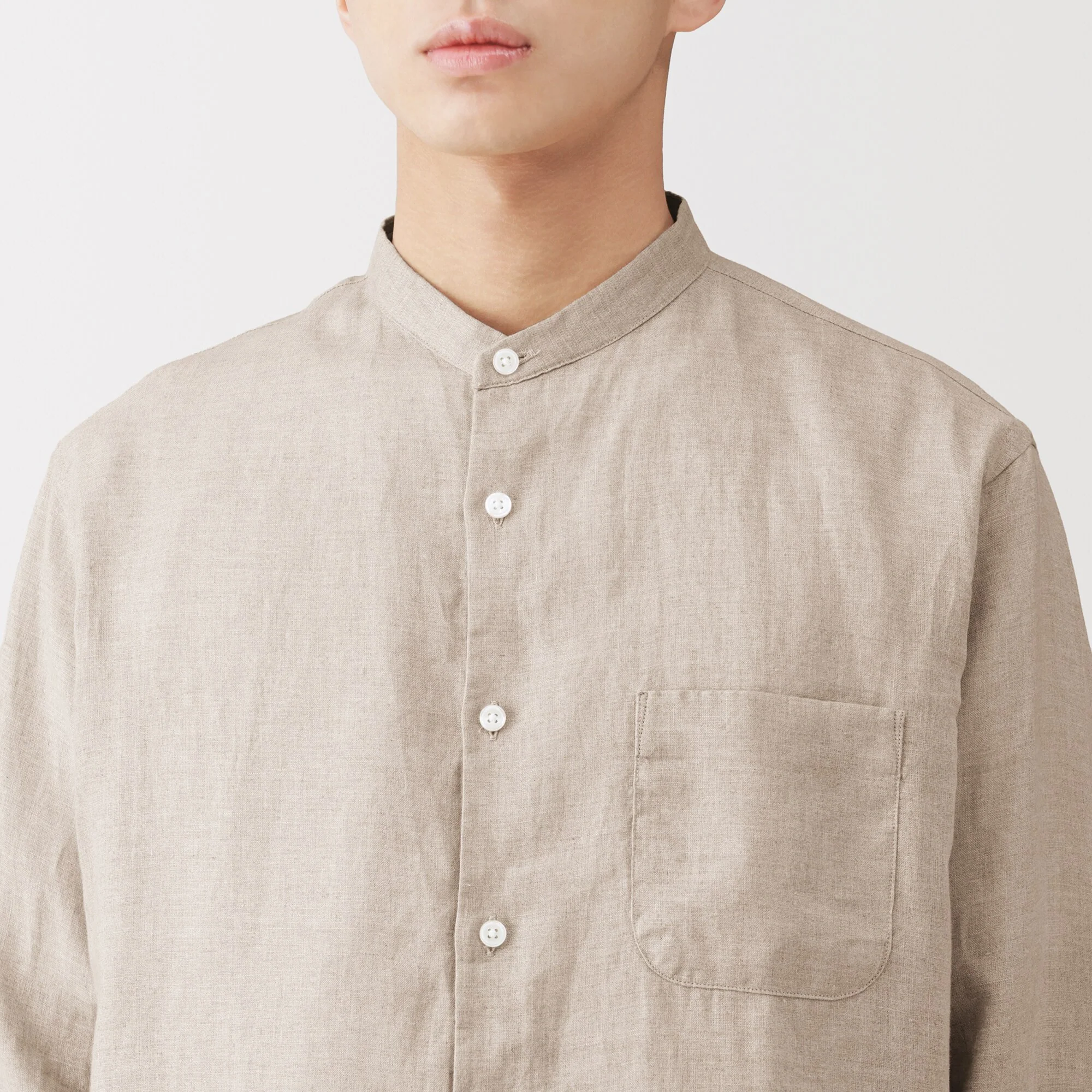 Linen Stand Collar Shirt - Image 7