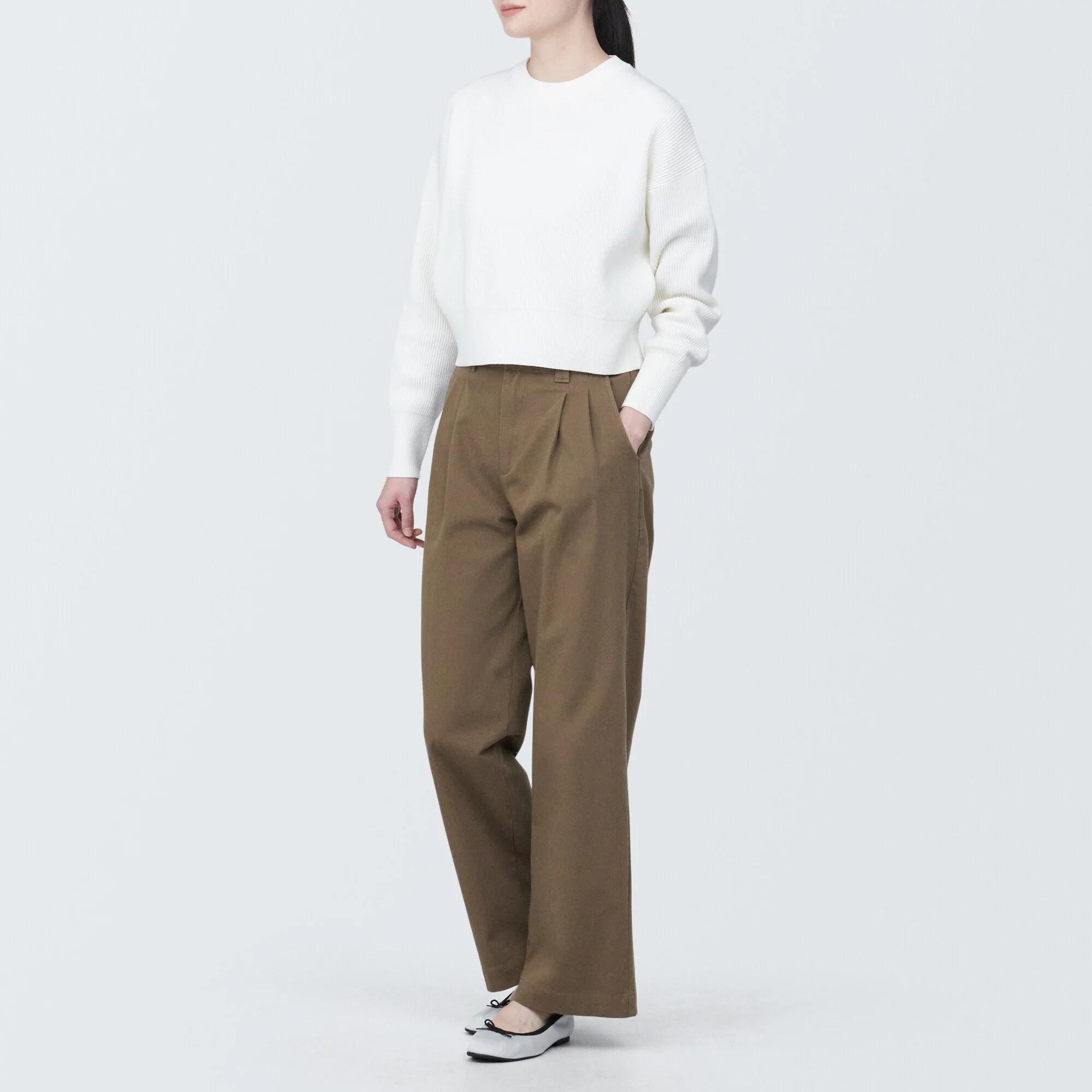 Pleated Wide Chino Pants