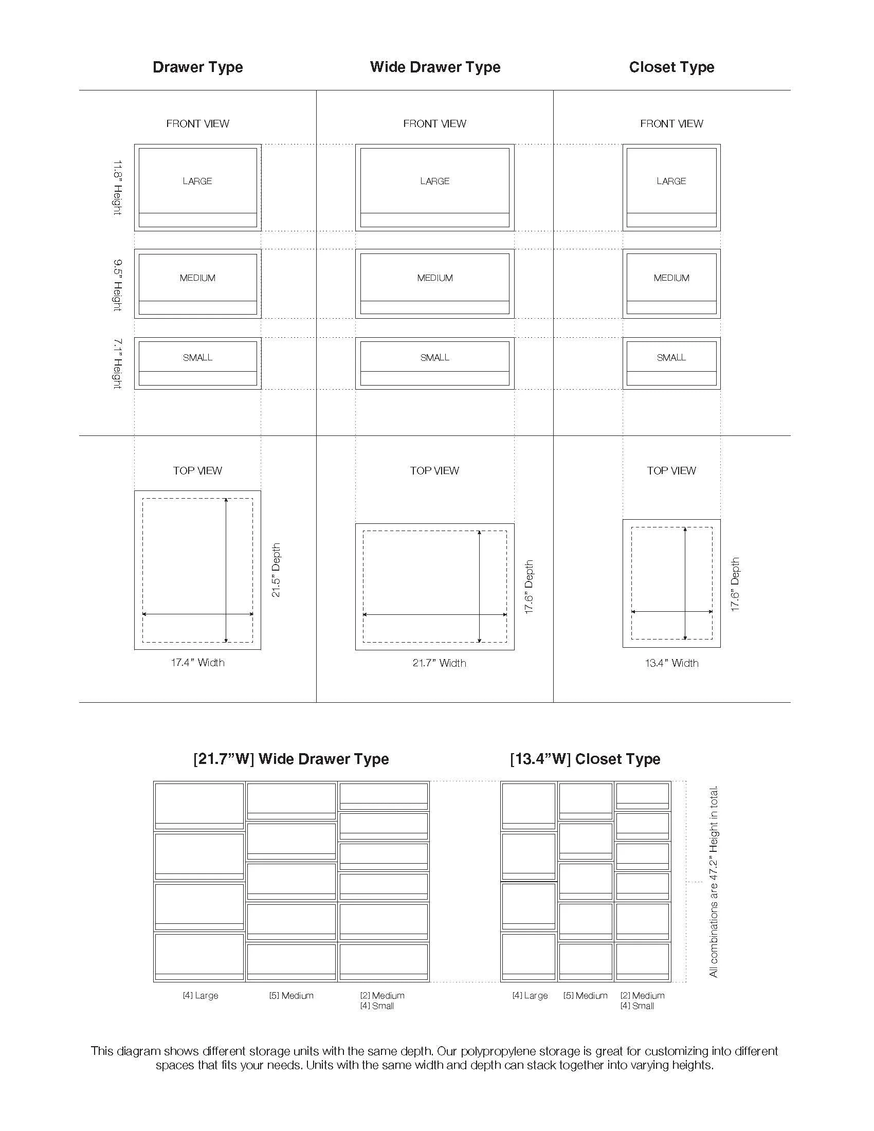 Polypropylene Storage Closet Drawer - Small (W17.5 x D21.6 x H7.1") - Image 5