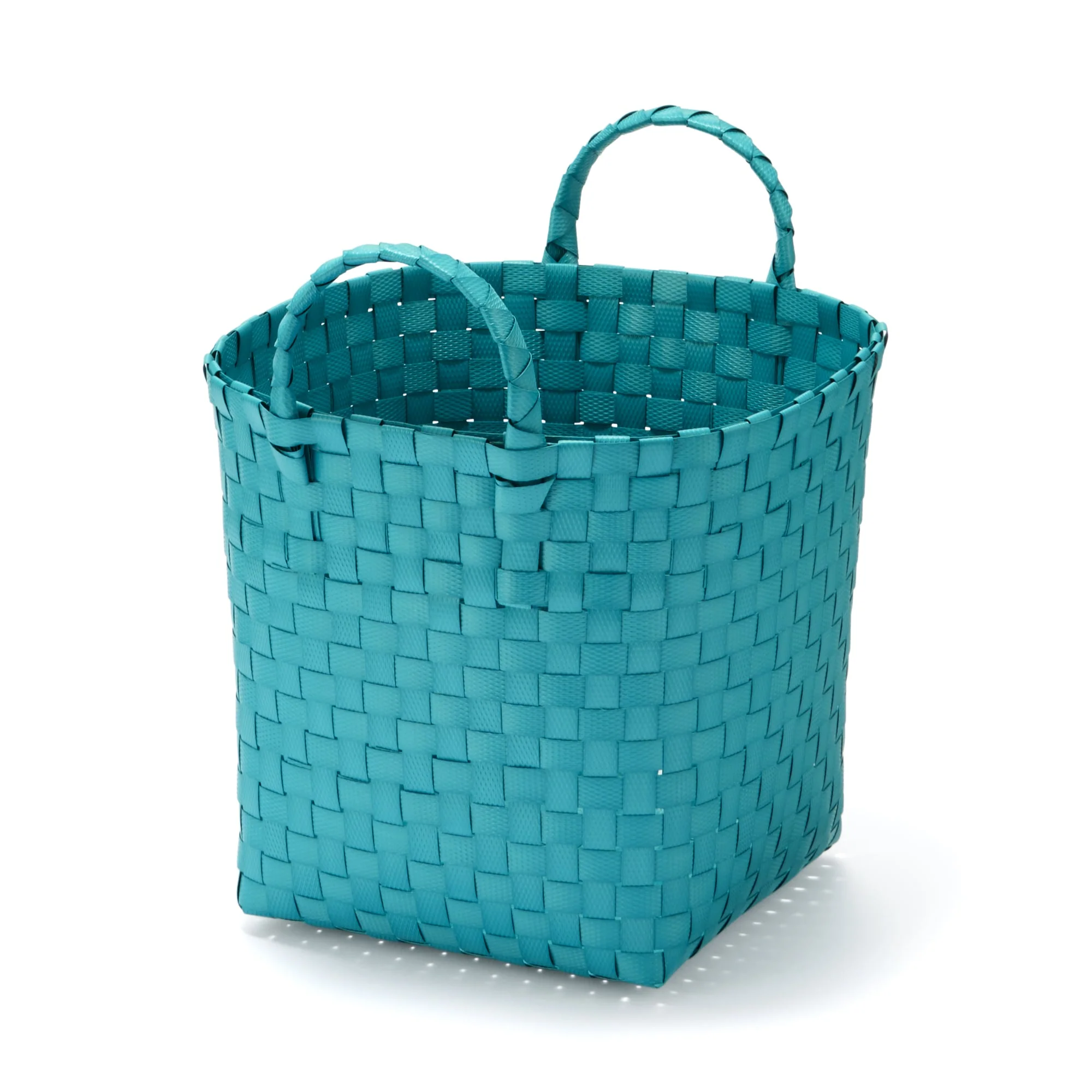 Recycled Polypropylene Strap Weave Basket - Blue - Small (dia. 9.8 x H7.9")