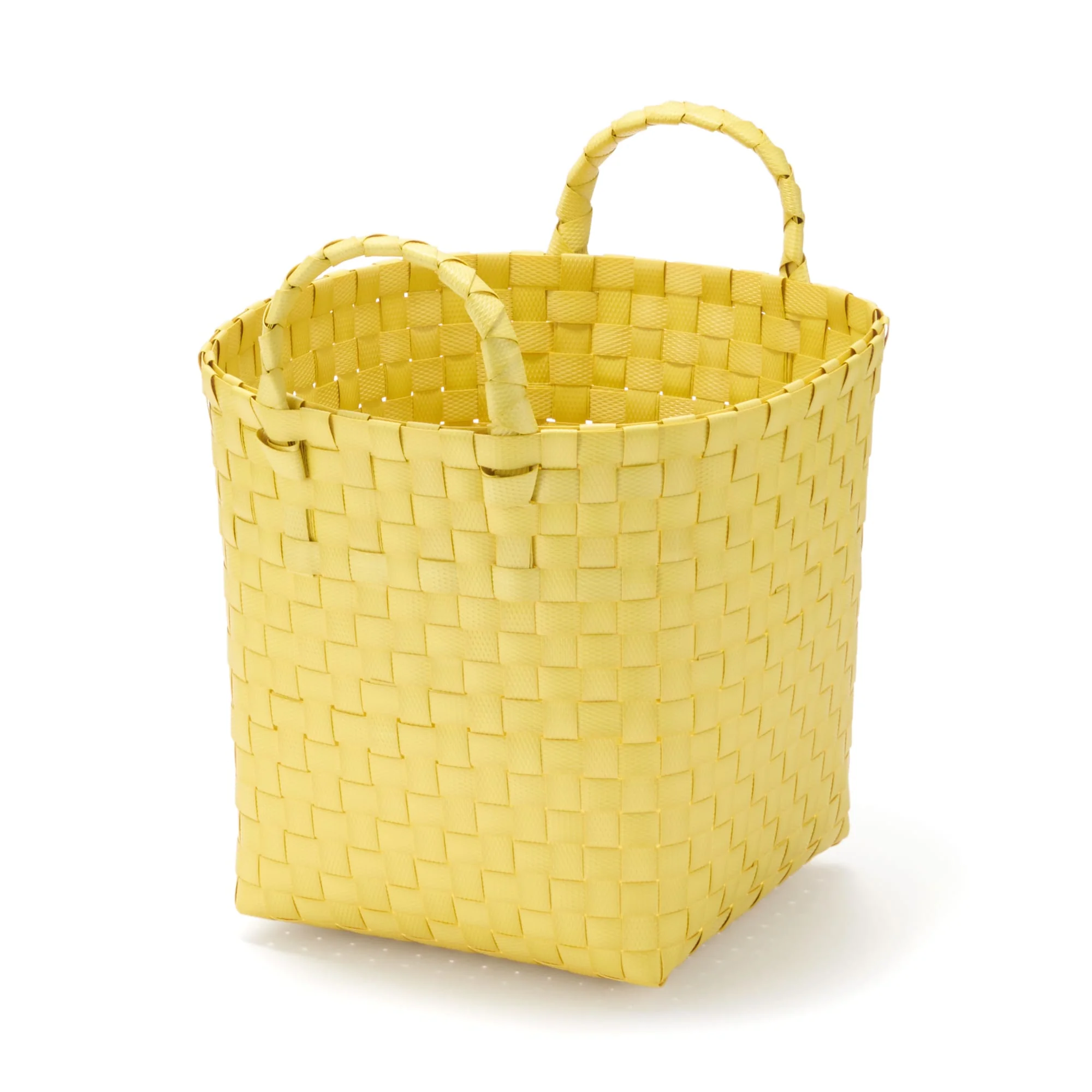 Recycled Polypropylene Strap Weave Basket - Yellow - Small (dia. 9.8 x H7.9")