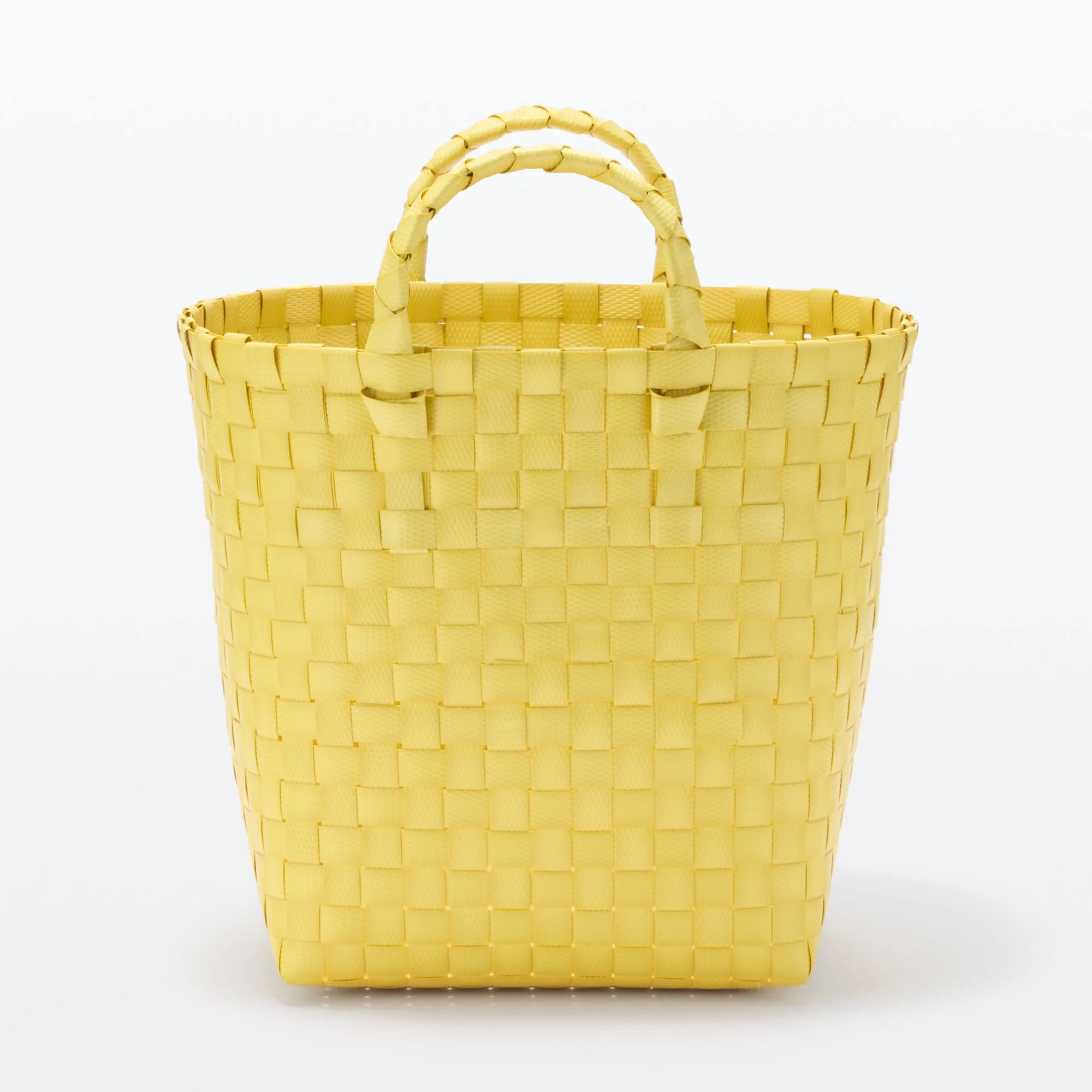 Recycled Polypropylene Strap Weave Basket - Yellow - Small (dia. 9.8 x H7.9") - Image 2
