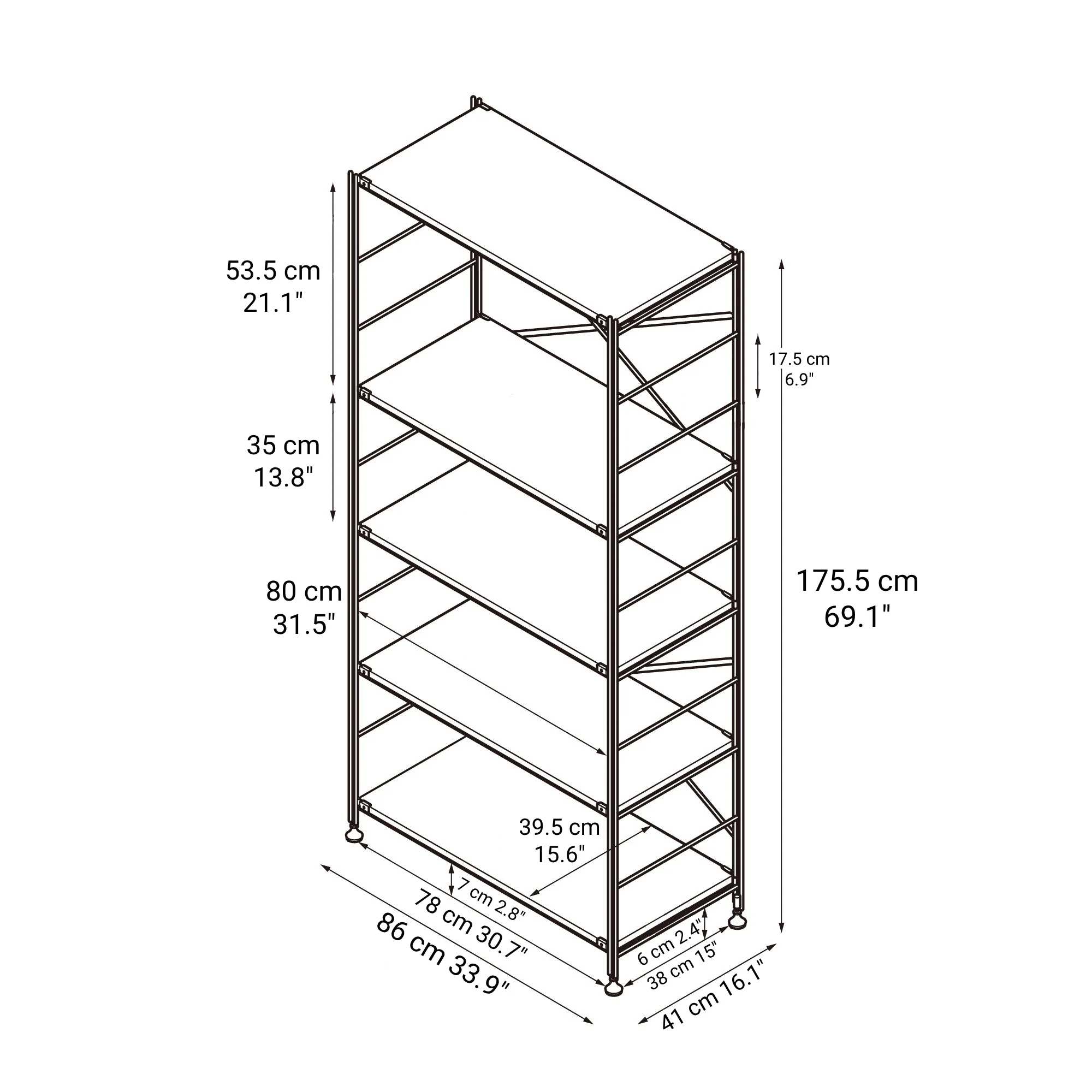 SUS Shelving Unit - Walnut - Wide - Large - Image 5