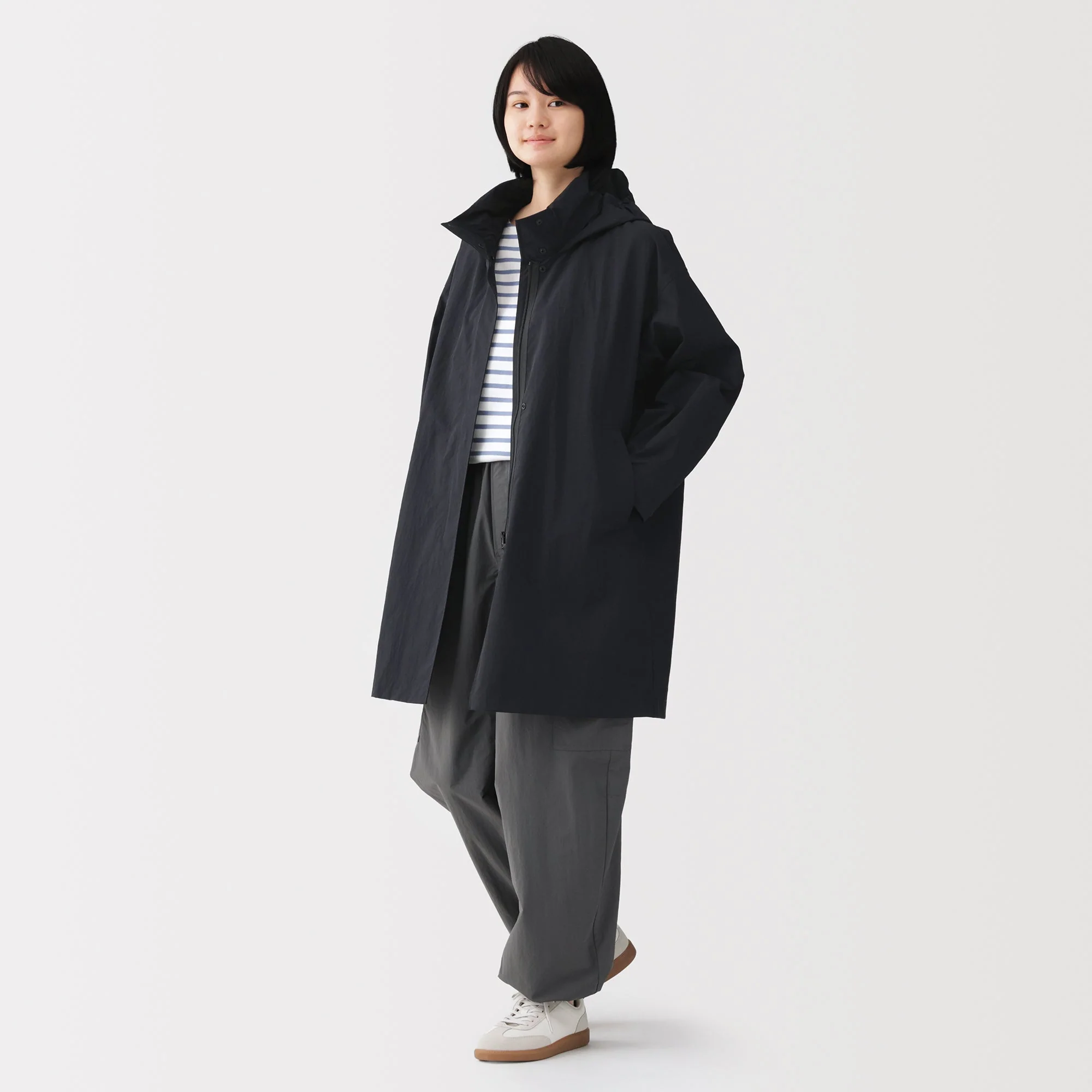Water Repellent Hooded Long Coat