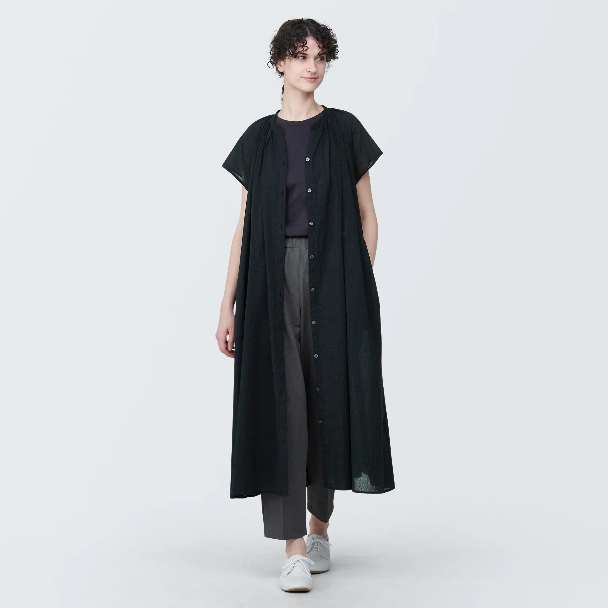 Women's High-Twist Veil French Sleeve Dress