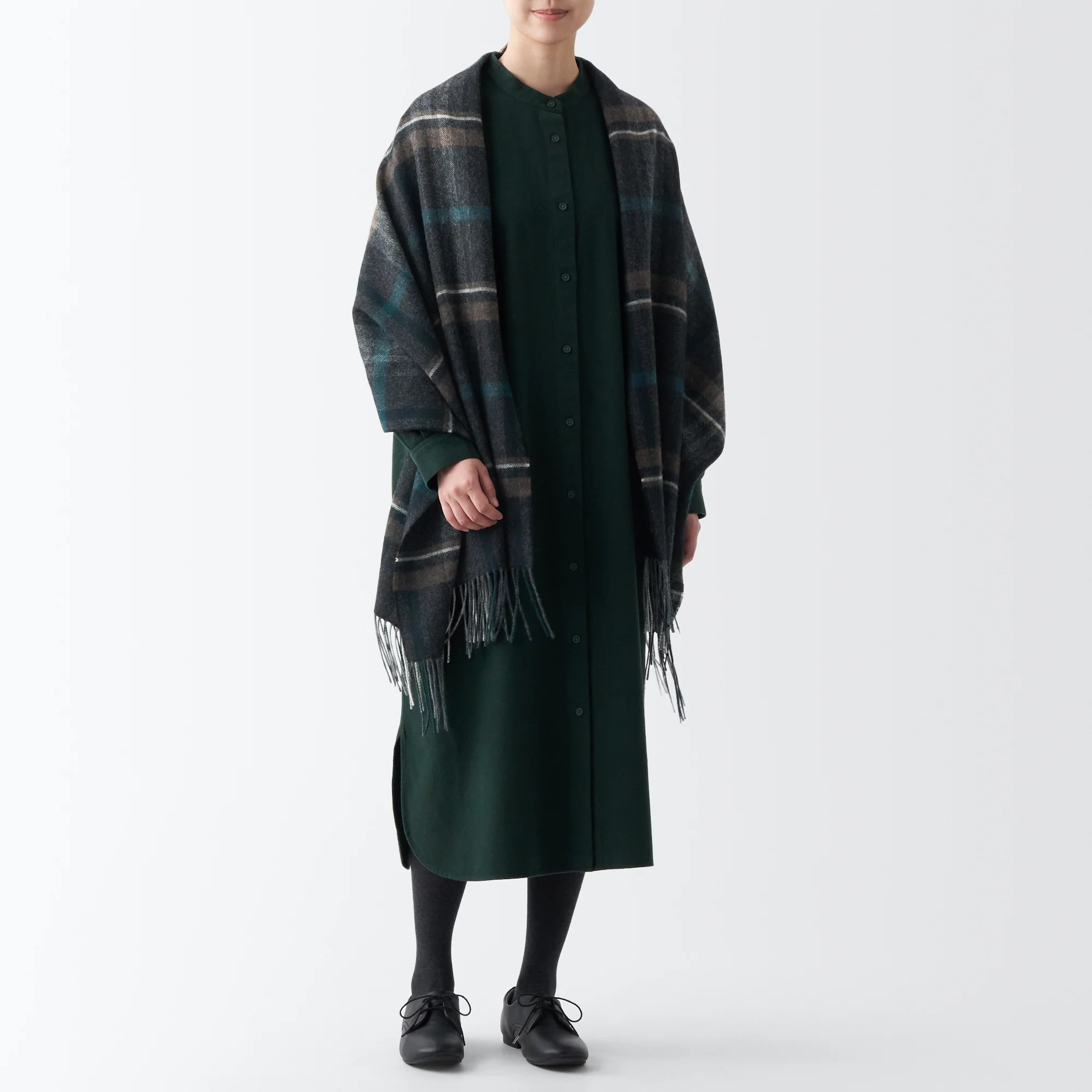 Wool 2-way Large Stole - Patterned - Image 31